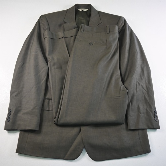 Pronto Uomo 42L 36x32 Green 100% Wool Mens Jacket Pants Suit